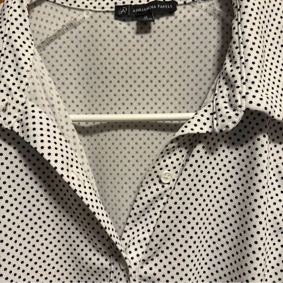 Adrianna Papell Sleeveless Polka Dot Blouse Collar, Buttons Medium - Picture 2 of 4
